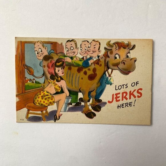Lots of Jerks Here! Vintage Postcard Unused - Picture 1 of 2
